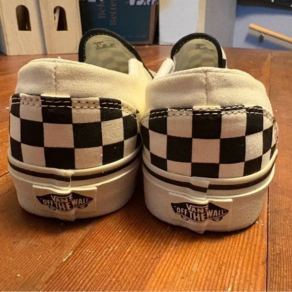 NWOT Vans Black and White Slip-On Shoes with Checkerboard Pattern - Picture 4 of 6